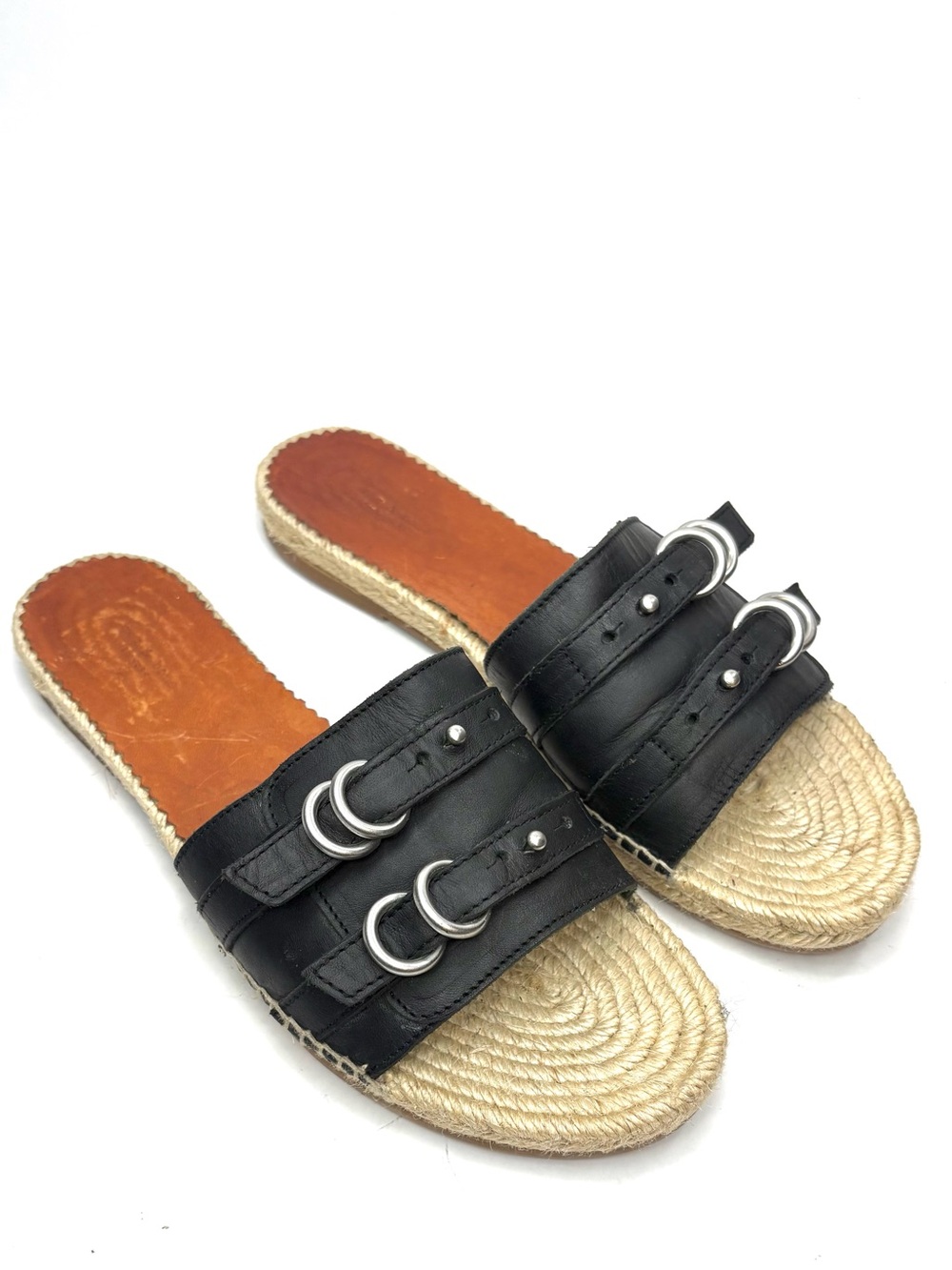 Rag + Bone Slip On Black Leather Espadrilles | 40